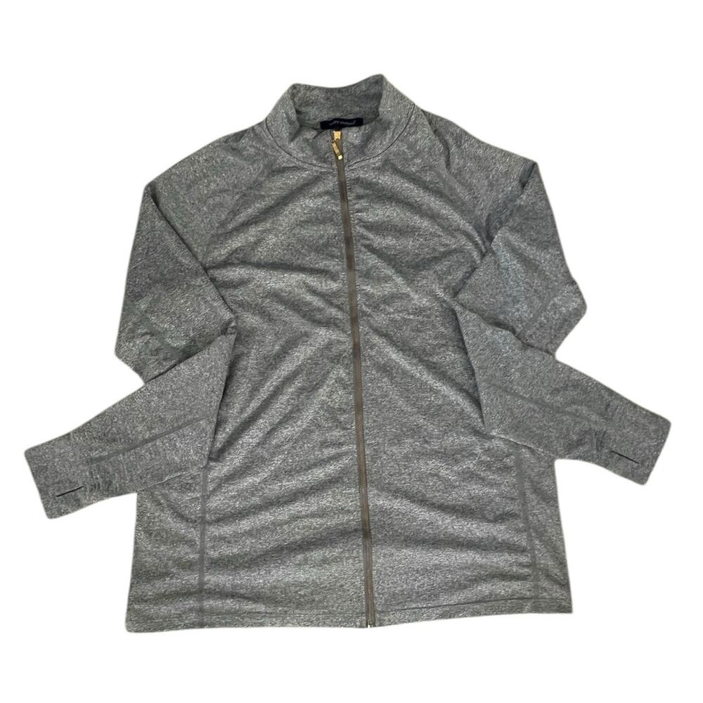 Simply Southern Full Gold Zip Athletic Jacket Thumb Gray Thumb Holes Size Small